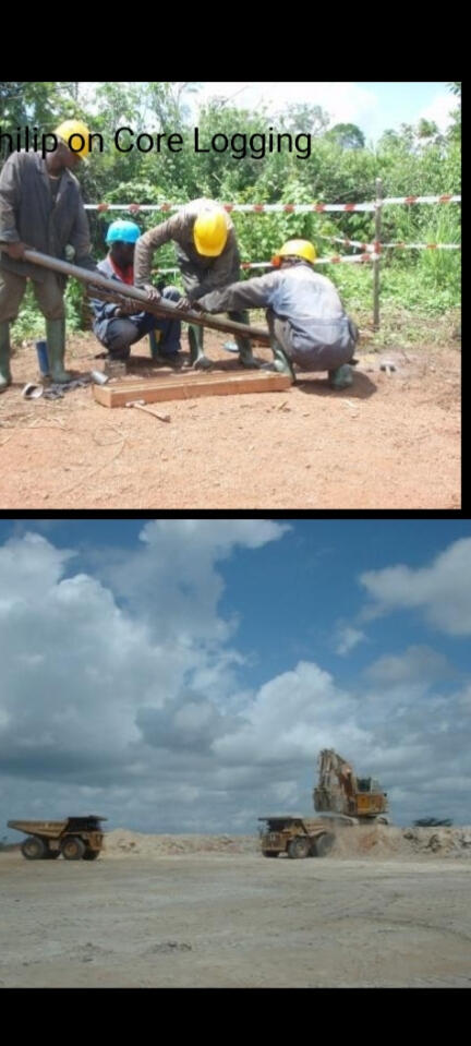 Tarkwa Goldfields- Mining Pit, Ghana Sunridge MD supervising core drillers